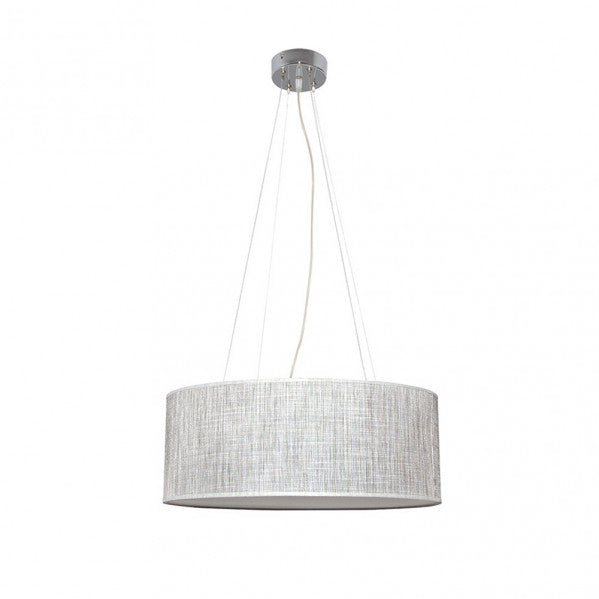 Colgante Asunción Gris de Abrila, lámpara moderna de iluminación ajustable con bombilla E27, diseño en metal y textil gris para decoración de interiores, referencia 107695028.
