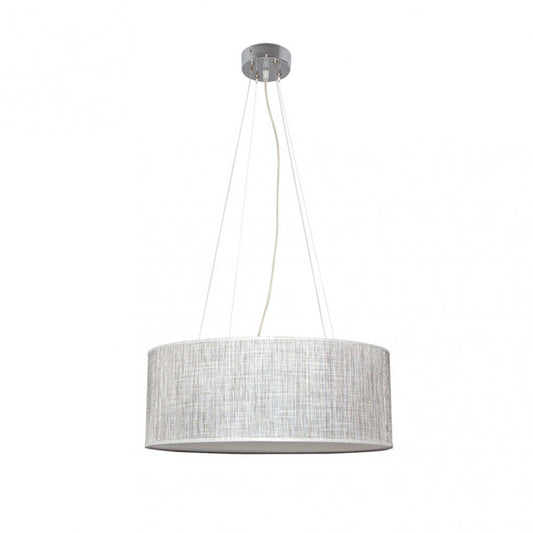 Colgante Asunción Gris de Abrila, lámpara moderna de iluminación ajustable con bombilla E27, diseño en metal y textil gris para decoración de interiores, referencia 107695028.
