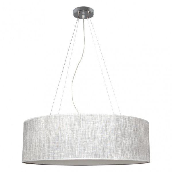 Lámpara colgante Asunción de Abrila en gris, diseño moderno de metal con difusor textil para iluminación difusa en interiores, ideal para salón o decoración contemporánea, modelo 4xE27 de 80cm.
