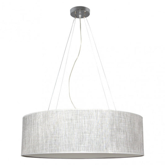 Lámpara colgante Asunción de Abrila en gris, diseño moderno de metal con difusor textil para iluminación difusa en interiores, ideal para salón o decoración contemporánea, modelo 4xE27 de 80cm.