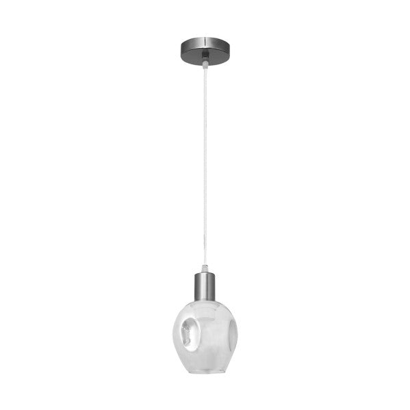 Colgante Meteoro Cromo 1xE27 de Abrila (110391020), lámpara colgante moderna en metal y cristal con luz difusa para decoración interior