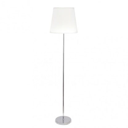 Pie de salón Maldivas en cromo y blanco de Abrila (modelo 110641020), lámpara de pie clásica para iluminación doméstica en el salón, con luz difusa y diseño en textil y metal para decoración interior moderna.