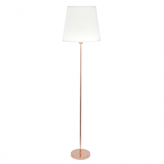 Armazón de lámpara de pie para salón en oro rosa con 1 portalámparas E27, modelo Abrila 11064FA11, accesorio de iluminación en metal para decoración de interiores.