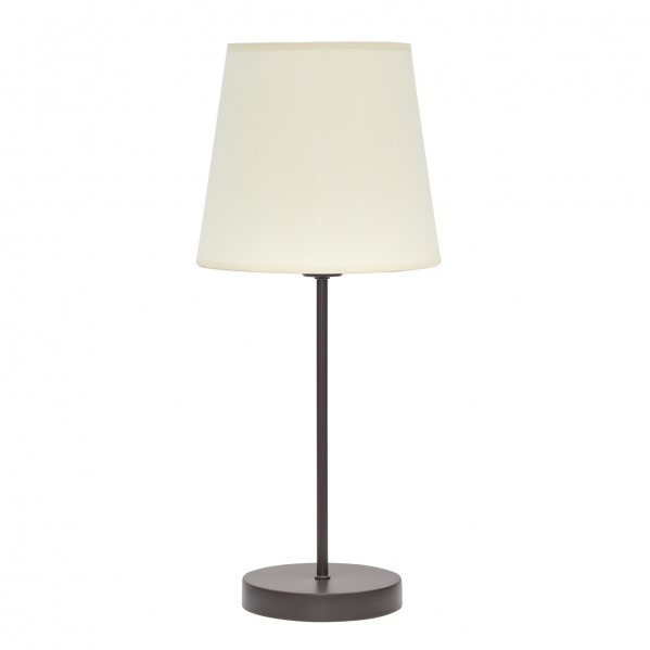 Lámpara de sobremesa clásica Maldivas en marrón y beige de Abrila, modelo 110671002, con base de textil y metal para iluminación difusa E14, ideal para decoración interior y uso doméstico.