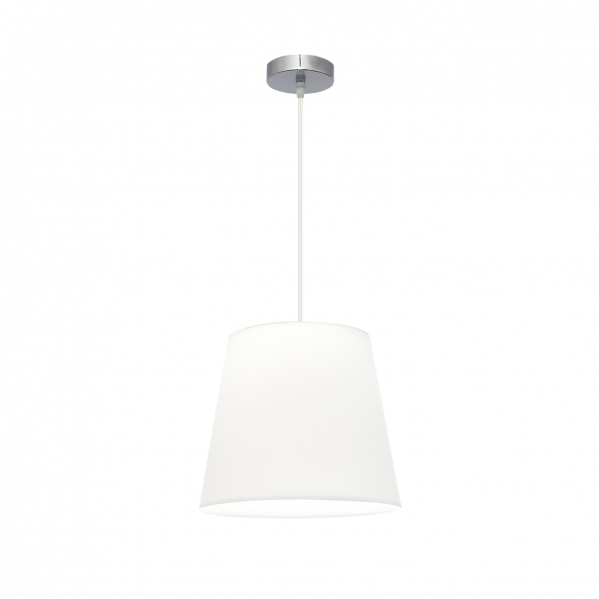 Lámpara colgante Maldivas en cromo y blanco de 35 cm, diseño moderno de Abrila para decoración interior doméstica, con casquillo E27 para luz difusa, regulable en altura, combinación de textil y metal (modelo 110693520).