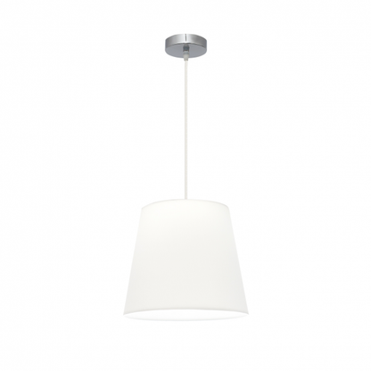 Lámpara colgante Maldivas en cromo y blanco de 35 cm, diseño moderno de Abrila para decoración interior doméstica, con casquillo E27 para luz difusa, regulable en altura, combinación de textil y metal (modelo 110693520).