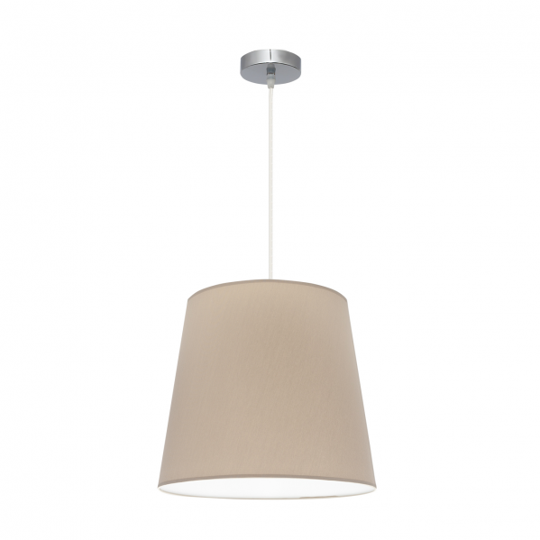 Colgante Maldívas de Abrila en cromo y piedra, diseño clásico de 40 cm con casquillo E27 para iluminación difusa en decoración interior doméstica, modelo 110694028 con textil y metal.