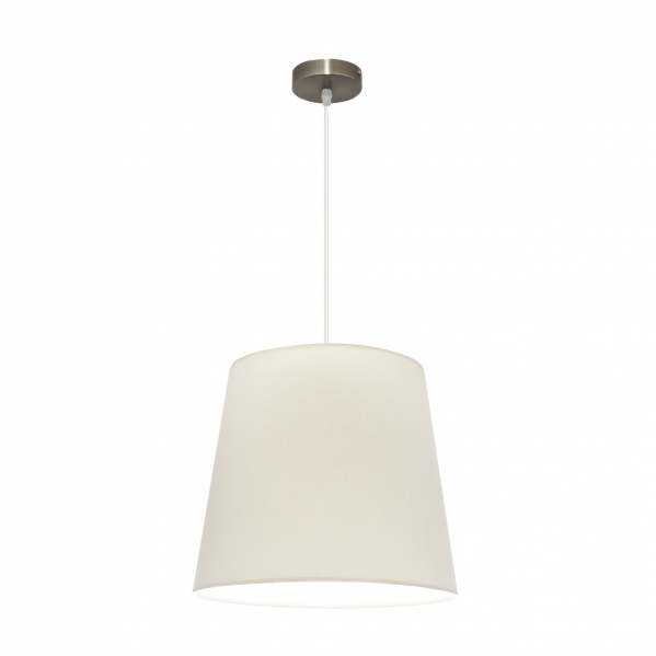 Colgante lámpara Maldívas en cuero Sancho de 40x40 cm, diseño Abrila AI2 con bombilla E27 para luz difusa interior, decoración doméstica en textil y metal.