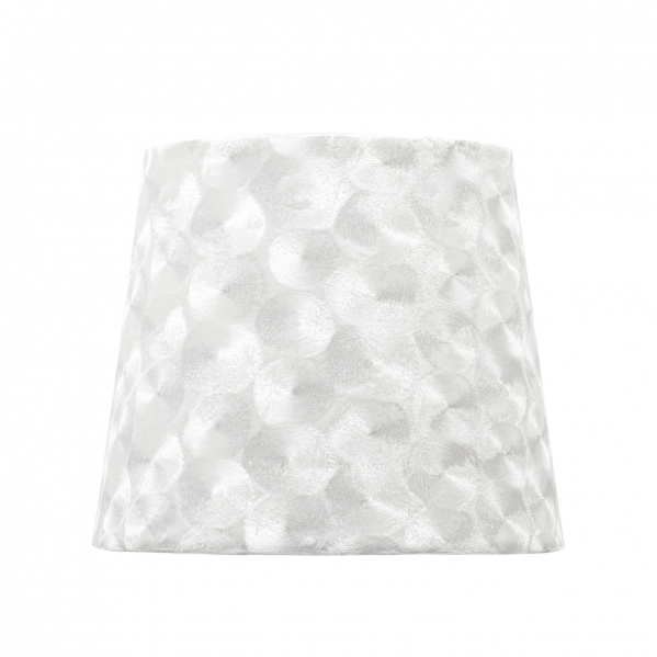 alt=Pantalla Fatima E27 Blanco Nacar - tela textil para lámpara E27, decoración e iluminación del hogar, Fabrilamp 110813001