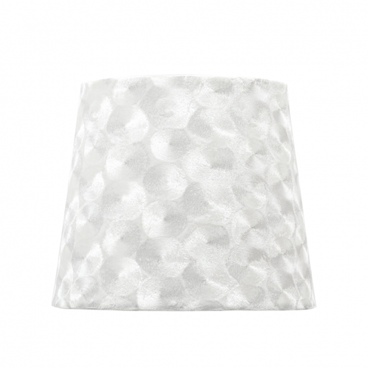 alt=Pantalla Fatima E27 Blanco Nacar - tela textil para lámpara E27, decoración e iluminación del hogar, Fabrilamp 110813001
