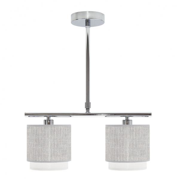 Lámpara de techo Kenya Abrila modelo 111052028, gris y blanca con 2xE14, ajustable en metal y textil, dimensiones 40x14 cm para iluminación interior doméstica y decoración