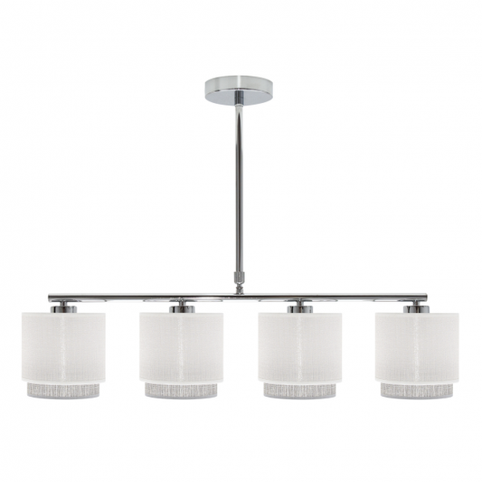 Lámpara de techo Kenya 4xe14 en blanco y gris de Abrila, modelo 111054001, ideal para iluminación general en interiores domésticos con diseño en metal y textil de la serie Kenya.