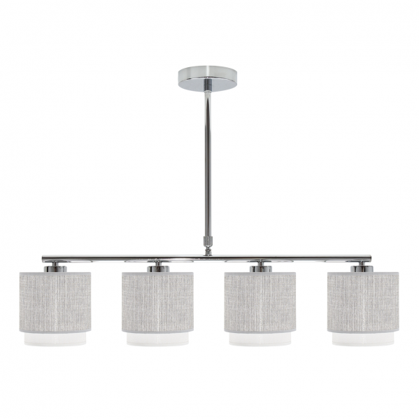 Lámpara de techo Kenya 4xE14 gris y blanca de Abrila, diseño moderno en metal y textil para iluminación interior doméstica en interiores contemporáneos, referencia 111054028.