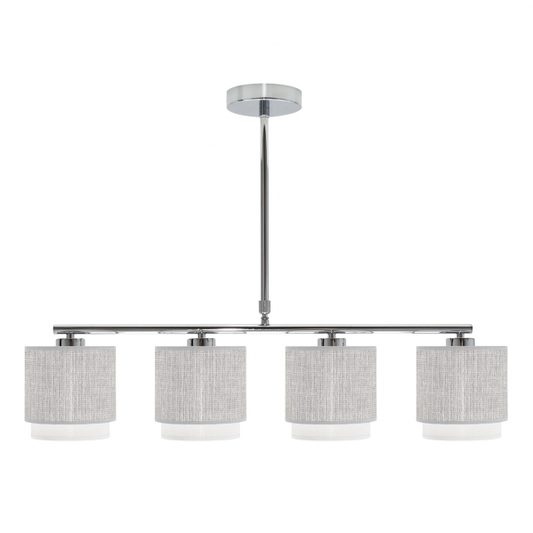Lámpara de techo Kenya 4xE14 gris y blanca de Abrila, diseño moderno en metal y textil para iluminación interior doméstica en interiores contemporáneos, referencia 111054028.