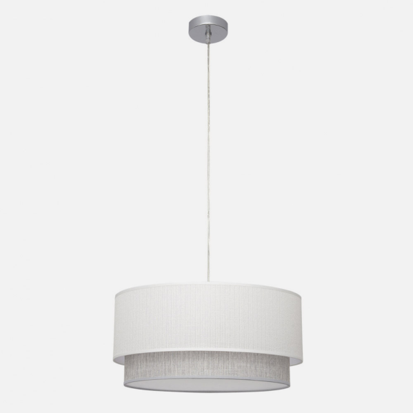 Colgante Kenya 3xE27 blanco y gris de 50x50 cm de Abrila, lámpara de metal y textil para iluminación interior doméstica con luz difusa natural, ideal para decoración moderna (modelo 111095001)