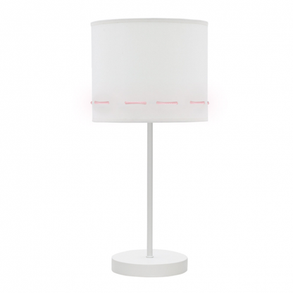 Lámpara sobremesa Trazos en rosa bebé de Abrila, diseño infantil con trazos artísticos en metal y textil blanco-rosa, ideal para decoración doméstica de interiores AI2, referencia 111271000