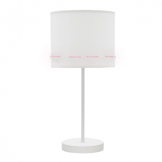 Lámpara sobremesa Trazos en rosa bebé de Abrila, diseño infantil con trazos artísticos en metal y textil blanco-rosa, ideal para decoración doméstica de interiores AI2, referencia 111271000