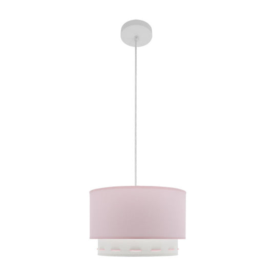 Colgante infantil Trazos Rosa Bebé de 30 cm en lámpara colgante de metal y textil blanco con luz difusa, diseño decorativo para habitaciones de bebé por Abrila, estilo AI2 interior rosa y trazos modernos (código 111293000)