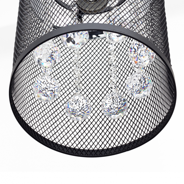 Colgante Davy 1xE27 negro y cromo de Abrila, lámpara colgante moderna con cristal y metal para decoración de interiores, modelo 112650109 REG.X18D