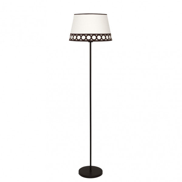 Lámpara de pie para salón Dalia en beige y marrón de Abrila, diseño clásico de 165 cm en metal y textil para iluminación general en interiores domésticos, referencia 114841002.