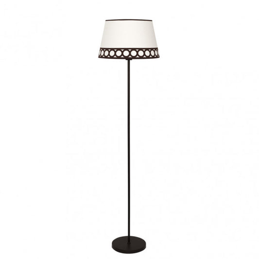 Lámpara de pie para salón Dalia en beige y marrón de Abrila, diseño clásico de 165 cm en metal y textil para iluminación general en interiores domésticos, referencia 114841002.