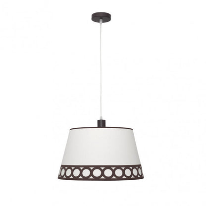 Colgante Dalia de Abrila en beige y marrón, lámpara clásica de metal y textil con 1 casquillo E27, diseño de 40x40 cm para iluminación de interiores y decoración doméstica hogareña.