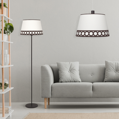 Colgante Dalia de Abrila en beige y marrón, lámpara colgante clásica de metal y textil con 1 casquillo E27, ideal para decoración de interiores domésticos, regulable hasta 40x40 cm (referencia 114894002).