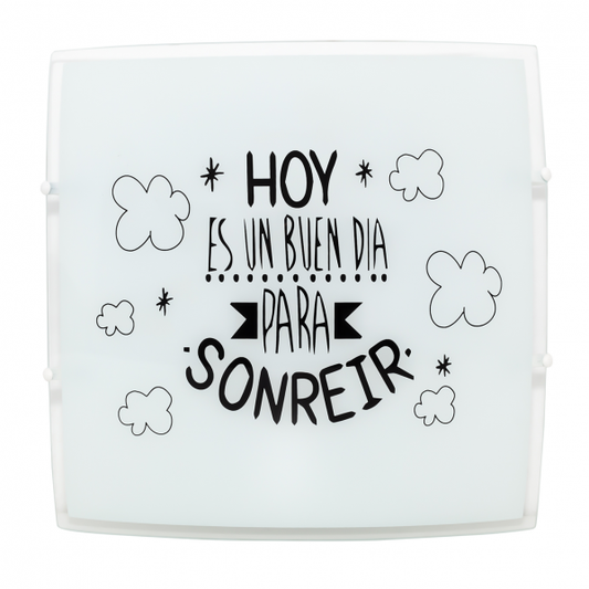 Plafón Sonrisa Blanco 30x30, Fabrilamp (modelo 115483001) – iluminación interior en cristal y metal, decoración moderna