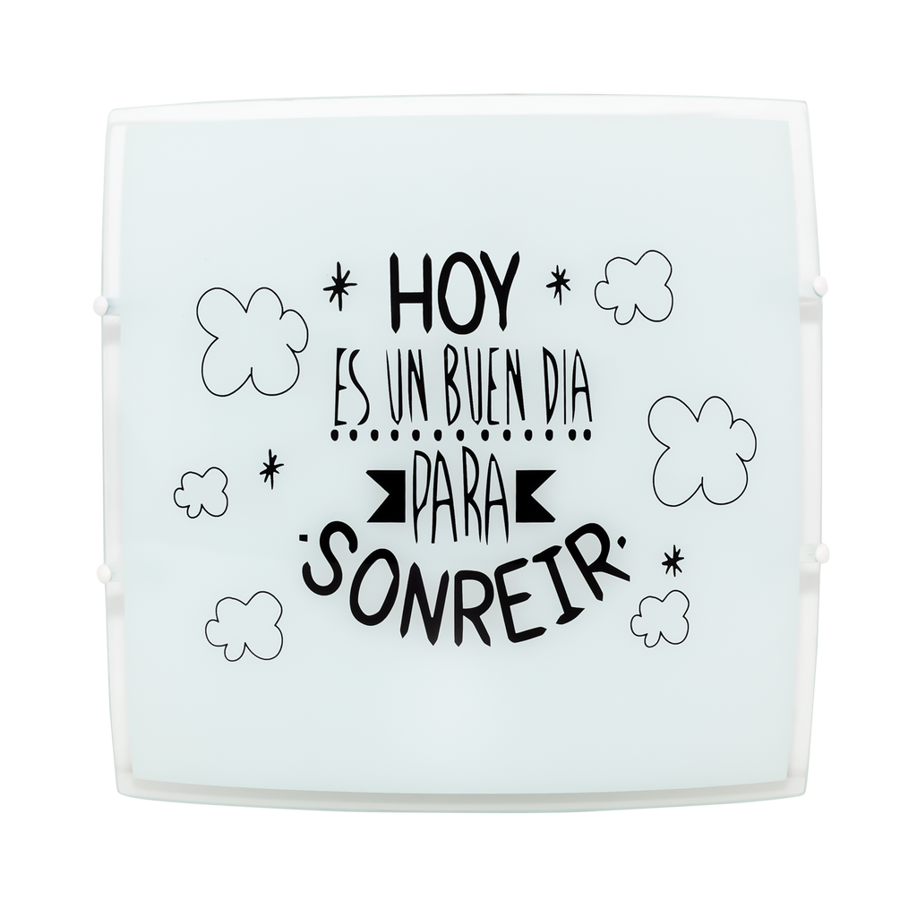 Plafón Sonrisa Blanco 30x30 de Fabrilamp – iluminación interior moderna en blanco con cristal y metal (modelo 115483001).