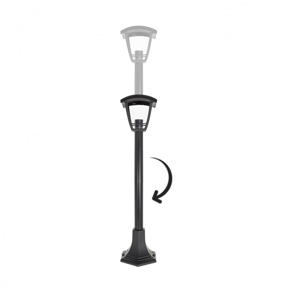 Farola exterior Pilar Zoio negra de Fabrilamp, iluminación para jardín y terraza, IP44, polipropileno.