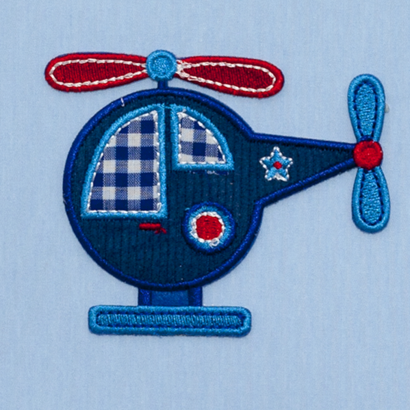 Colgante infantil helicóptero celeste 35x35 cm de Abrila, lámpara textil decorativa para habitación de niños con luz difusa E27, diseño aéreo y juguetón para interiores luminosos (ref. 117393548)