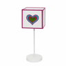 Lámpara de sobremesa infantil Amor de Abrila en blanco y rosa, diseño AI2 con bombilla E14, ideal para decoración de habitación de niños y textil interior.