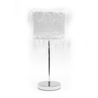 Lámpara de sobremesa vintage Abrila modelo Hilos en blanco, diseño textil y metal, dimensiones 42.5x17x17 cm, ideal para decoración de interiores domésticos, estilo ai2 117571001