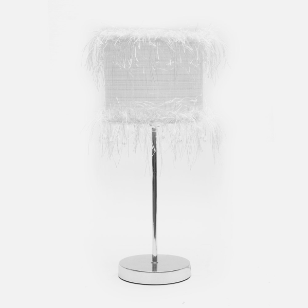 Lámpara de sobremesa vintage Abrila con diseño de hilos blancos en metal y textil, dimensiones 42.5x17x17 cm, ideal para decoración de interiores domésticos, modelo 117571001.