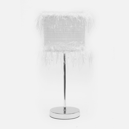 Lámpara de sobremesa vintage Abrila con diseño de hilos blancos en metal y textil, dimensiones 42.5x17x17 cm, ideal para decoración de interiores domésticos, modelo 117571001.