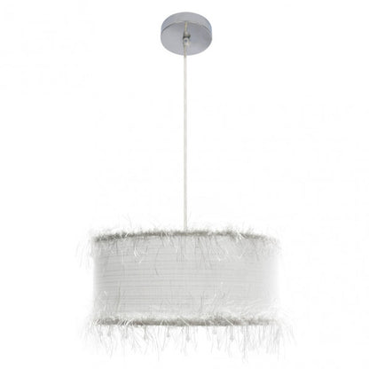 Colgante de hilos Abrila 1xE27 en blanco, 40 cm de diámetro, diseño vintage con metal y textil para iluminación interior doméstica y decoración AI2.