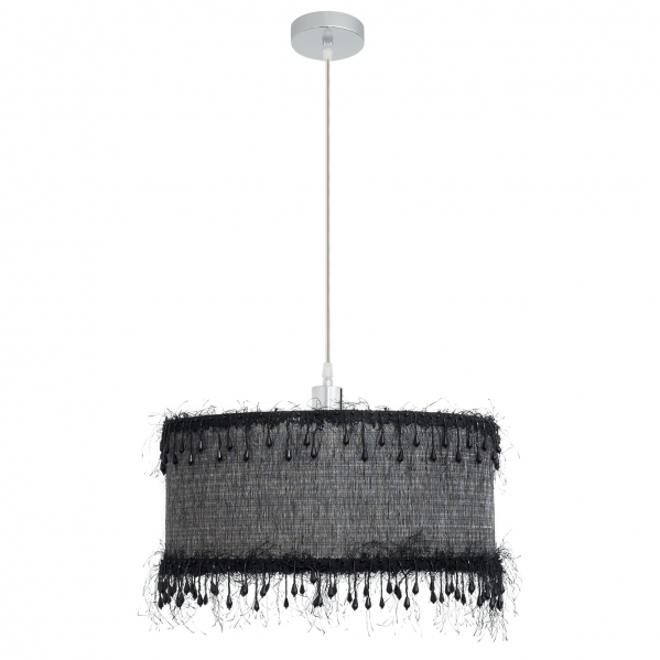 Colgante Hilos Negro de 40 cm de Abrila, lámpara colgante vintage de metal negro y textil para decoración interior doméstica, modelo 117594009 de AI2