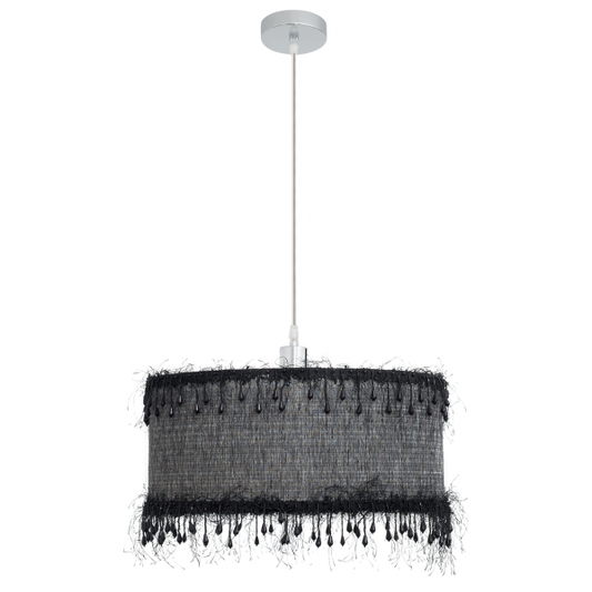 Colgante Hilos Negro de 40 cm de Abrila, lámpara colgante vintage de metal negro y textil para decoración interior doméstica, modelo 117594009 de AI2
