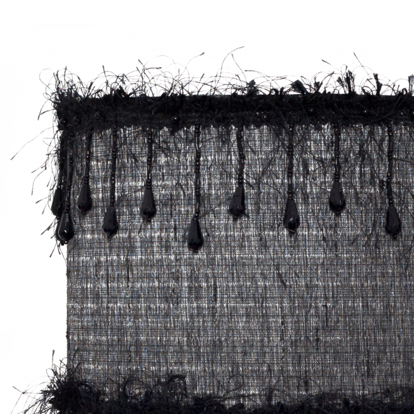 Colgante de hilos negro Abrila de 40 cm en metal y textil vintage para decoración interior doméstica, estilo AI2 colgante colgante negro moderno.