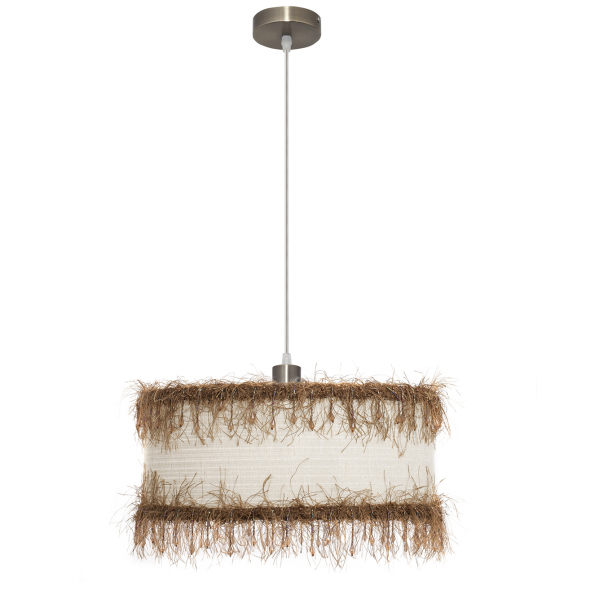 Lámpara colgante clásica de hilos en color beige de 40 cm, diseño vintage de Abrila con estructura de metal y textil, ideal para decoración interior ai2, modelo 117594015.