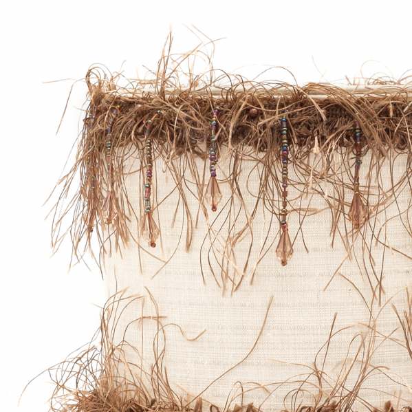 Lámpara colgante clásica de hilos en beige de 40 cm de Abrila, diseño vintage con estructura de metal y textil para decoración interior acogedora, modelo 117594015.