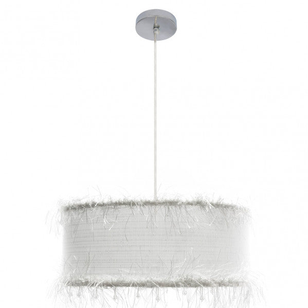 Lámpara colgante de hilos blanca de 50 cm Abrila, diseño vintage clásico en metal y textil para decoración interior doméstica, modelo 117595001.