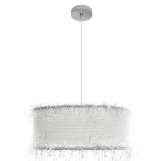 Lámpara colgante de hilos blanca de 50 cm Abrila, diseño vintage clásico en metal y textil para decoración interior doméstica, modelo 117595001.