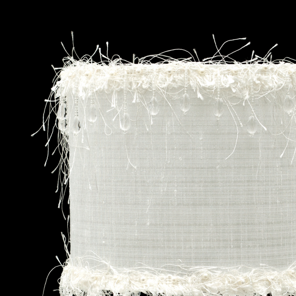 Lámpara colgante clásica blanca de hilos Abrila de 50 cm, diseño vintage en metal y textil para decoración interior doméstica, modelo 117595001.