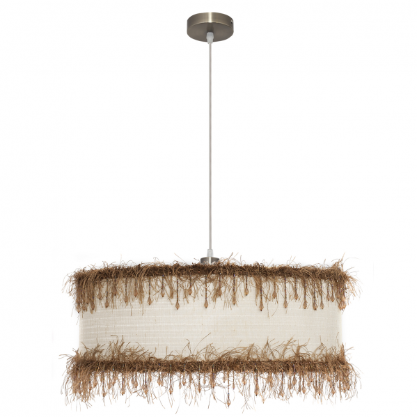 Colgante de hilos beige Abrila de 50 cm, lámpara colgante vintage de metal y textil para decoración interior doméstica con luz difusa, modelo 117595015 de AI2.