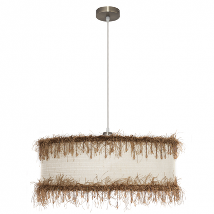 Colgante de hilos beige Abrila de 50 cm, lámpara colgante vintage de metal y textil para decoración interior doméstica con luz difusa, modelo 117595015 de AI2.