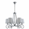 Lámpara de techo Veracruz 6xe14 en acabado cromo con pantalla blanca textil de Abrila, modelo 121956020, para iluminación difusa en decoración clásica de interiores