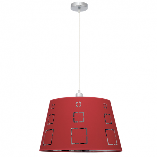 Colgante Celaya Rojo de Abrila, lámpara colgante moderna 1xE27 con estructura de metal textil en color rojo vibrante para iluminación difusa en interiores, diseño decorativo contemporáneo (referencia 122194007)