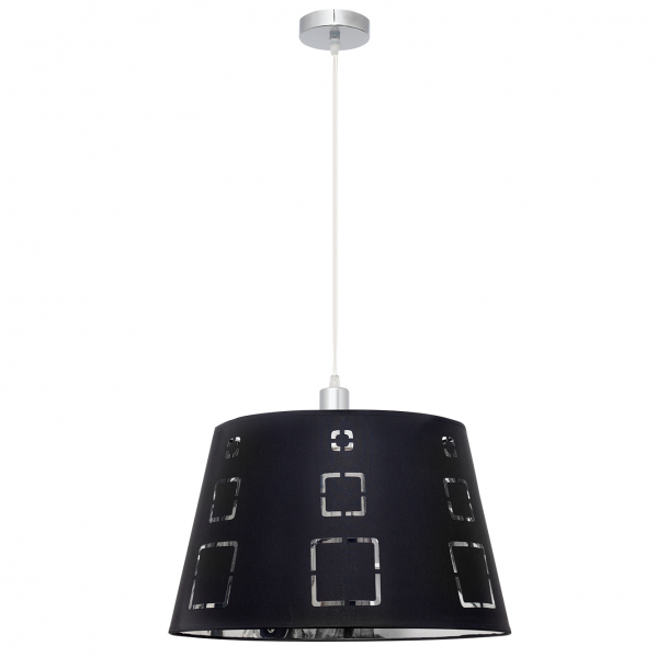 Lámpara colgante Celaya negra de Abrila, diseño moderno de 40 cm en metal y textil, ideal para iluminación general en interiores y decoración contemporánea (modelo 122194009)