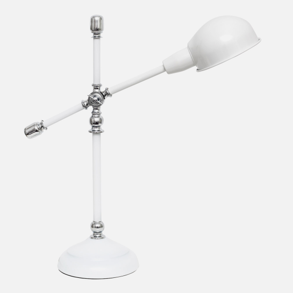 Flexo Luján Blanco/Cromo de Fabrilamp – lámpara de escritorio vintage en acabado blanco y cromo, iluminación doméstica con flexo para bombilla (modelo 122671001)